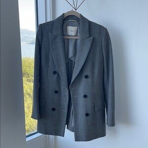 Wilfred Plaid Double-Breasted Blazer